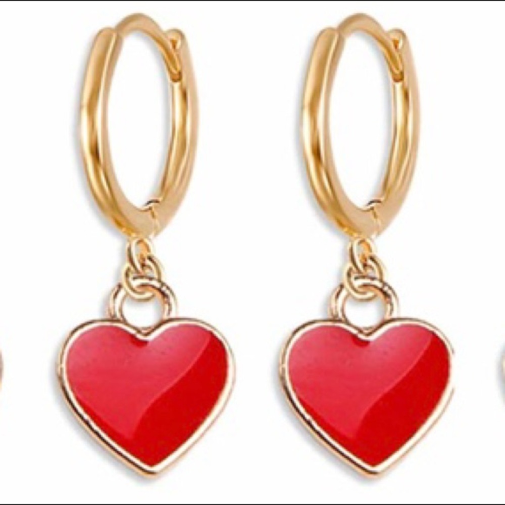 3/$15 Red Heart Huggie Earrings